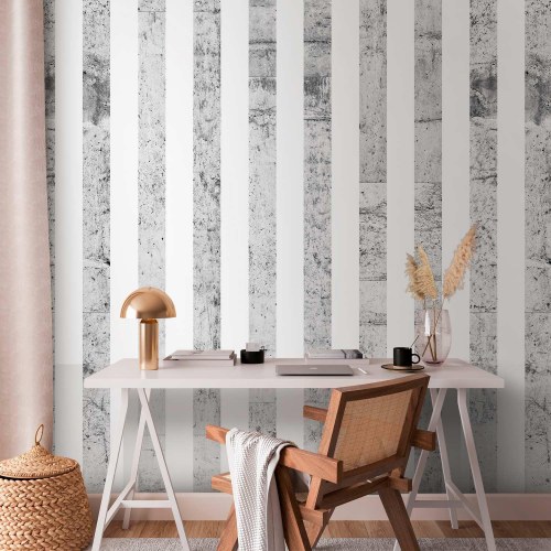Tapet Grey Style med grå striber og betonlook