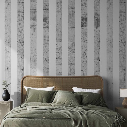 Tapet Grey Style med grå striber og betonlook