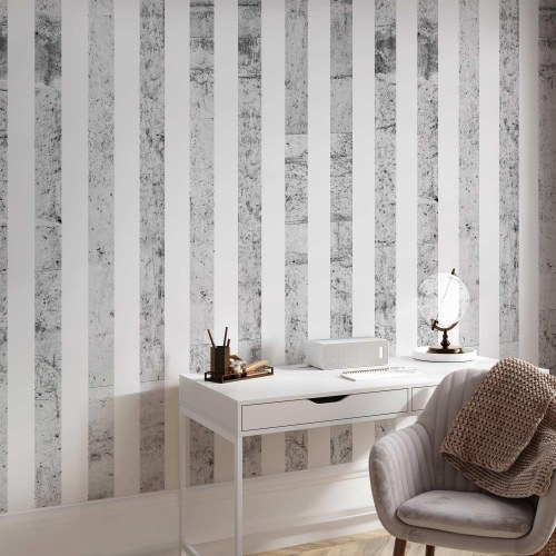 Tapet Grey Style med grå striber og betonlook