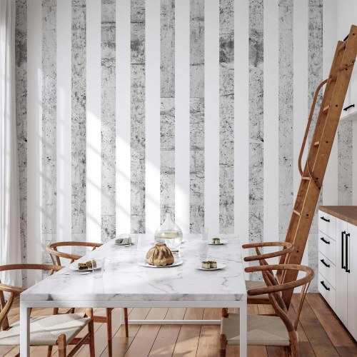 Tapet Grey Style med grå striber og betonlook