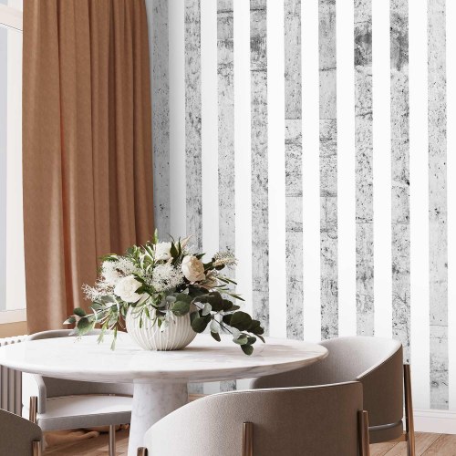 Tapet Grey Style med grå striber og betonlook