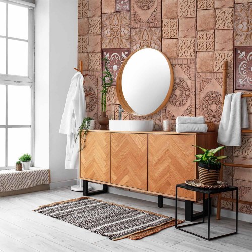 Tapet med stendesign og mosaikmønster
