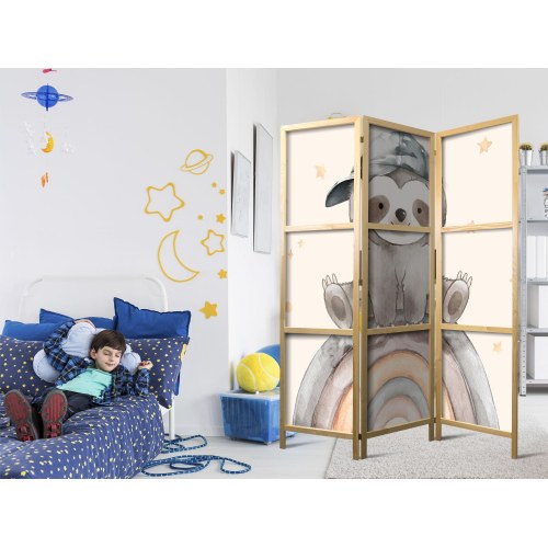 Japansk skærmvæg til børn Happy Sloth 135 x 172 cm