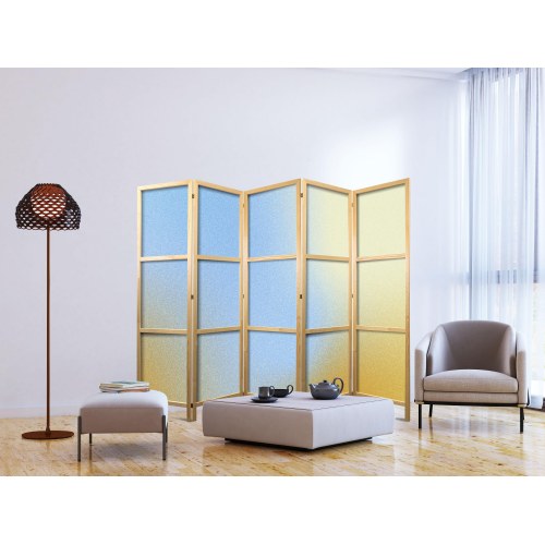 Japansk skærmvæg Energetic Gradient - 5-panels rumdeler 225 x 172 cm