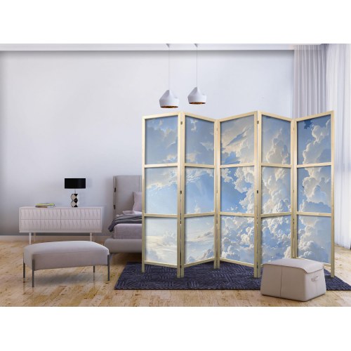 Japansk skærmvæg med skymotiv 225 x 172 cm - 5-panel rumdeler