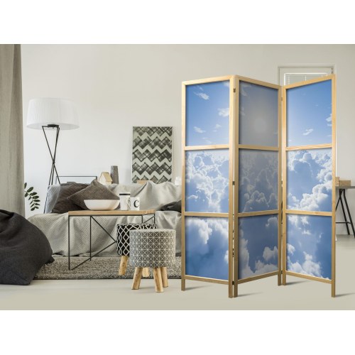 Japansk skærmvæg Heavenly Calm - rumdeler med himmel og skyer 135 x 172 cm