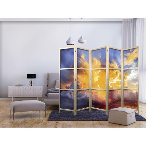 Japansk skærmvæg Beautiful Sunset - skyer i varme nuancer 225 x 172 cm
