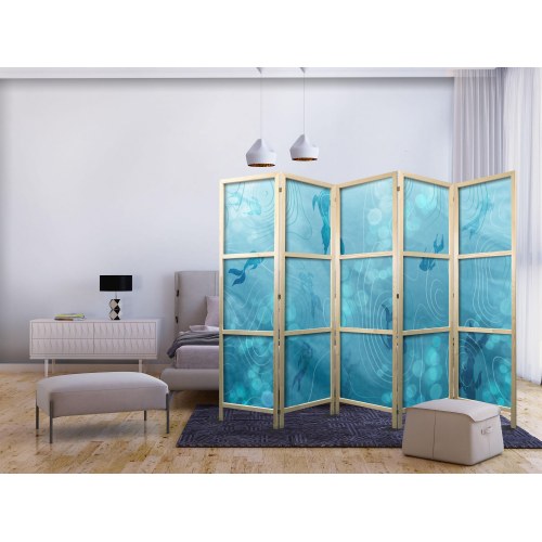 Japansk skærmvæg med koi-fisk under vandoverfladen 225 x 172 cm