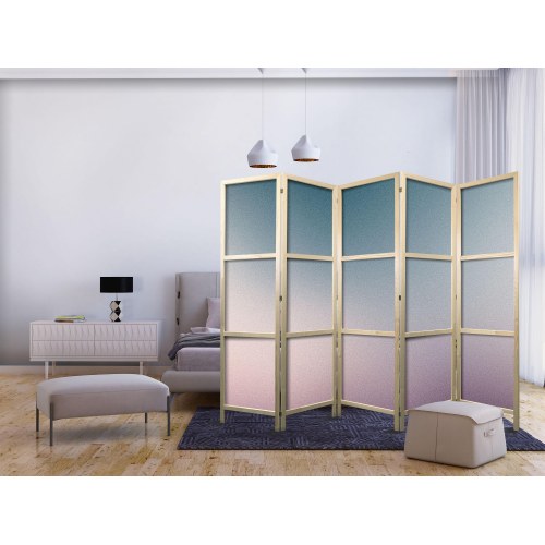 Japansk skærmvæg 5-panel - Nostalgisk gradient i afdæmpede farver 225 x 172 cm