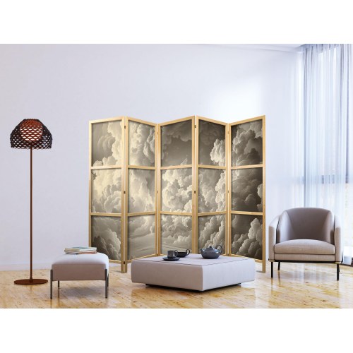 Japansk skærmvæg med skymotiv 225 x 172 cm - 5-panel rumdeler