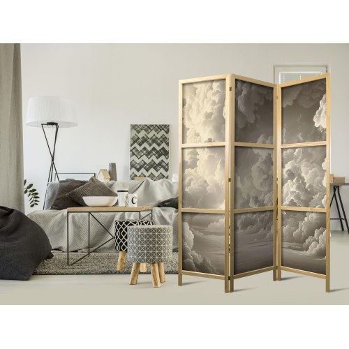 Japansk skærmvæg 135 x 172 cm - Oplyste skyer rumdeler