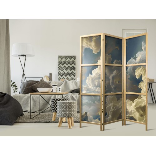 Japansk skærmvæg med skymotiv 135 x 172 cm