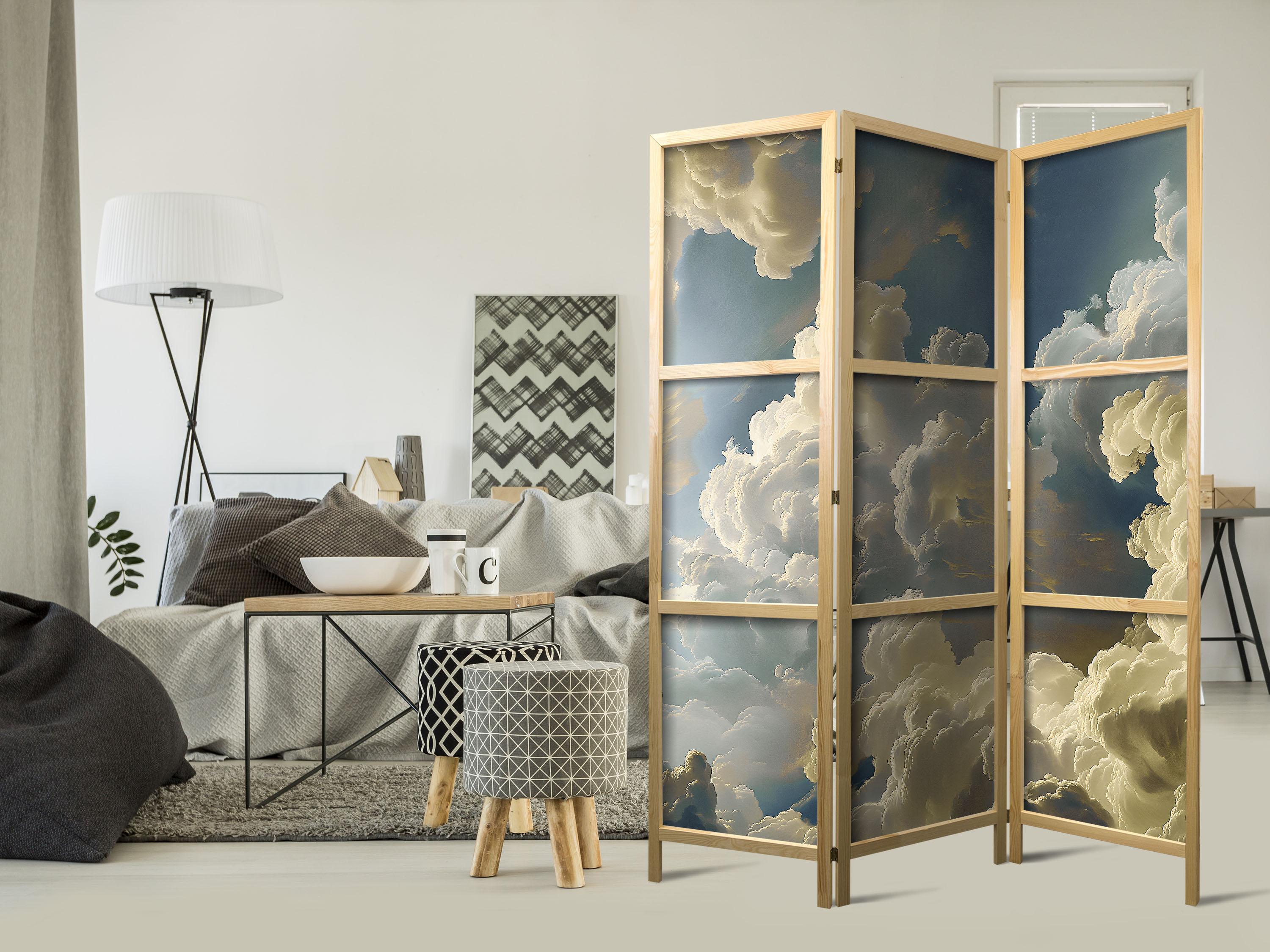 Japansk skærmvæg med skymotiv 135 x 172 cm billede