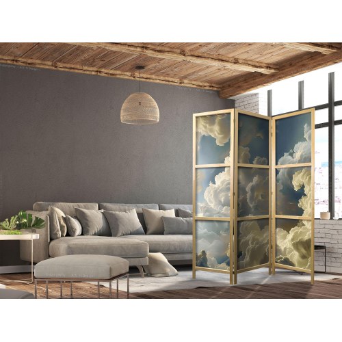 Japansk skærmvæg med skymotiv 135 x 172 cm