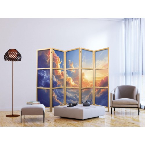 Japansk skærmvæg 5 paneler - Solnedgang over et skyet hav 225 x 172 cm