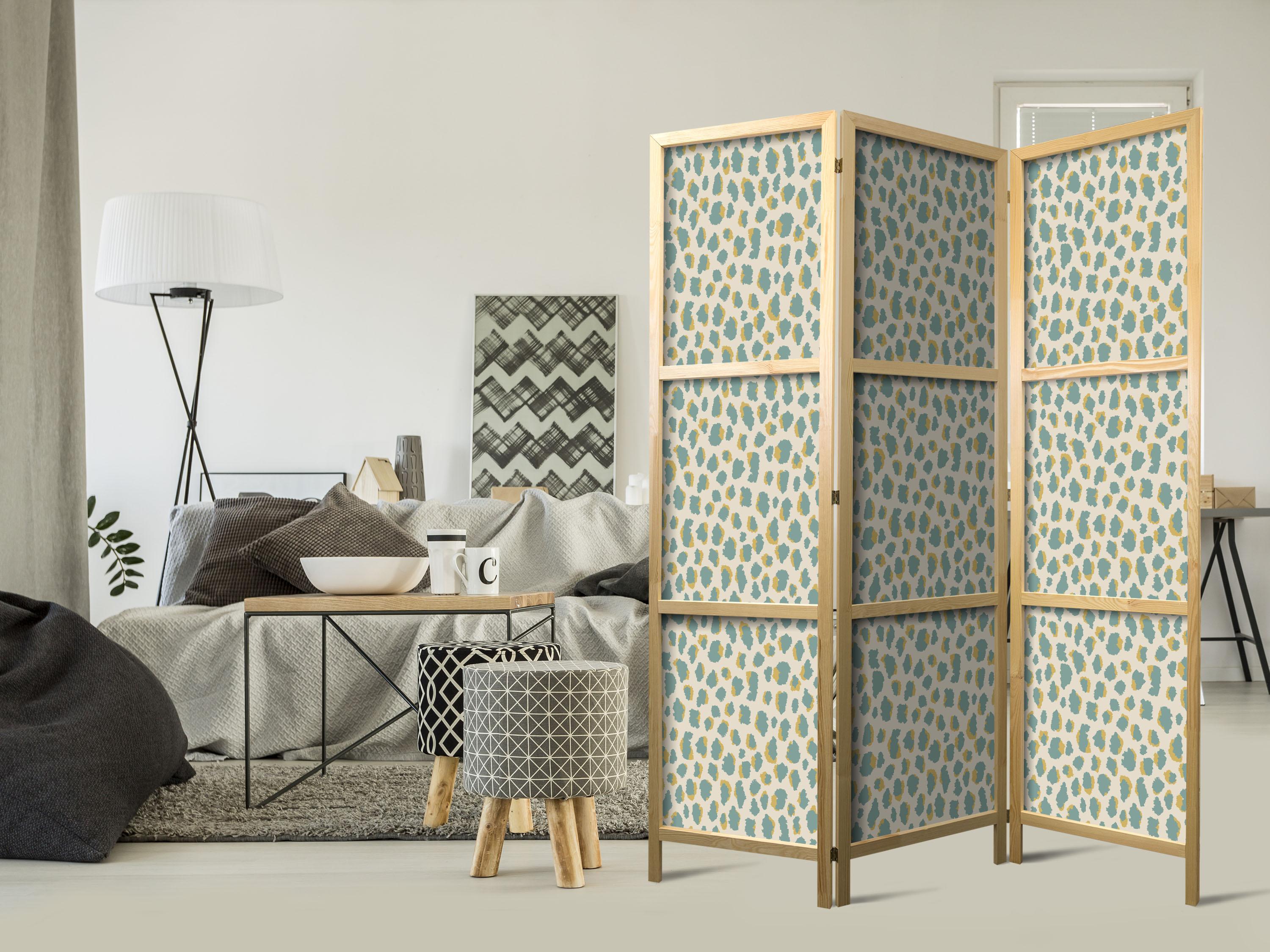 Japansk skærmvæg med girafmønster i turkis - 135 x 172 cm billede