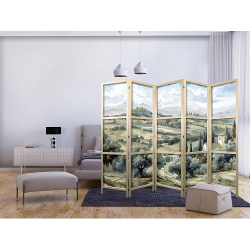 Japansk skærmvæg med toscansk landskab 225 × 172 cm
