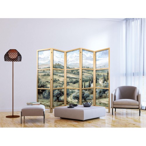 Japansk skærmvæg med toscansk landskab 225 × 172 cm