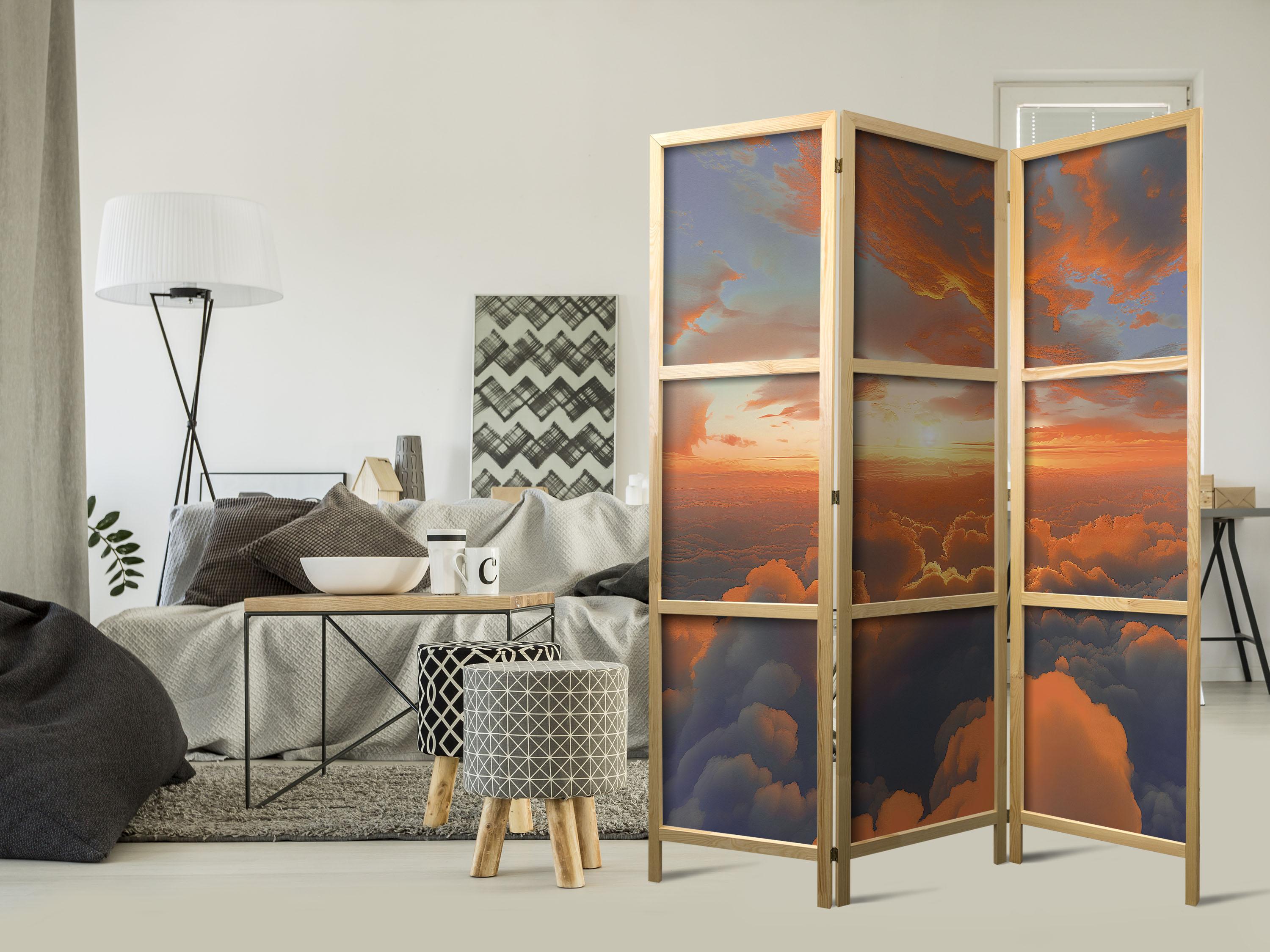 Japansk skærmvæg med skymotiv morgenhimmel 135 x 172 cm billede