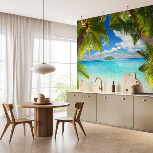 Fototapet Bekymringsfri eftermiddag med tropisk strandmotiv