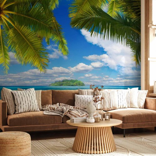 Fototapet Bekymringsfri eftermiddag med tropisk strandmotiv