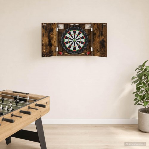 Dartskab i røget eg 56 x 12 x 53,5 cm til dartskive