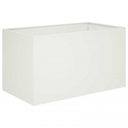 Blomsterkrukke til have hvid 80 x 50 x 50 cm i koldvalset stål