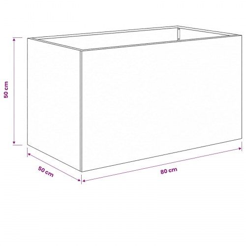 Blomsterkrukke til have hvid 80 x 50 x 50 cm i koldvalset stål