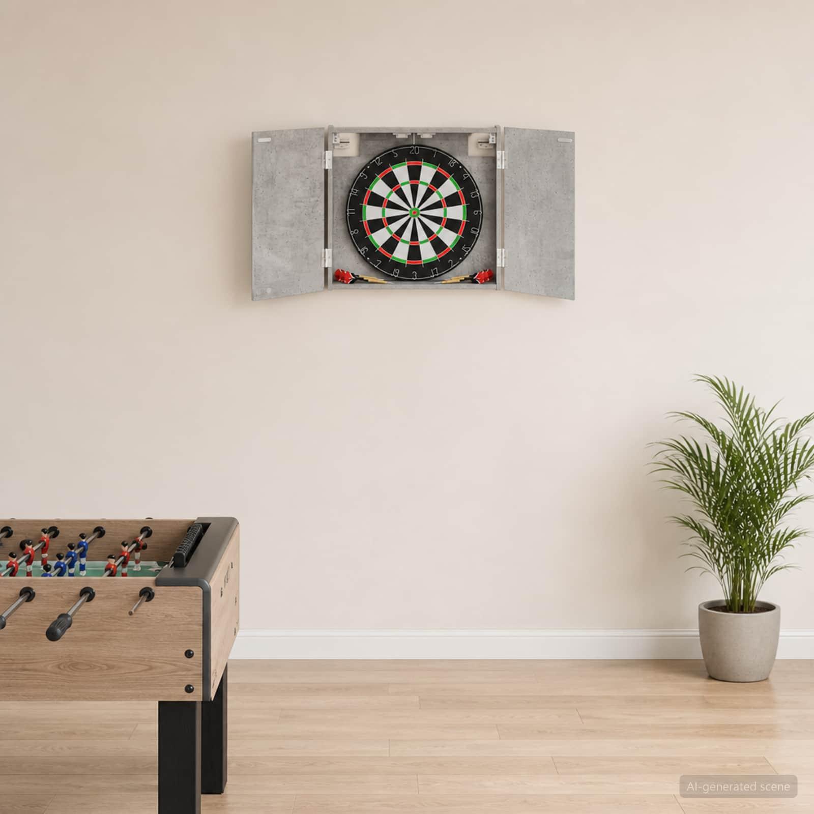 Dartskab til dartskive betongrå 56 x 12 x 53,5 cm i konstrueret træ