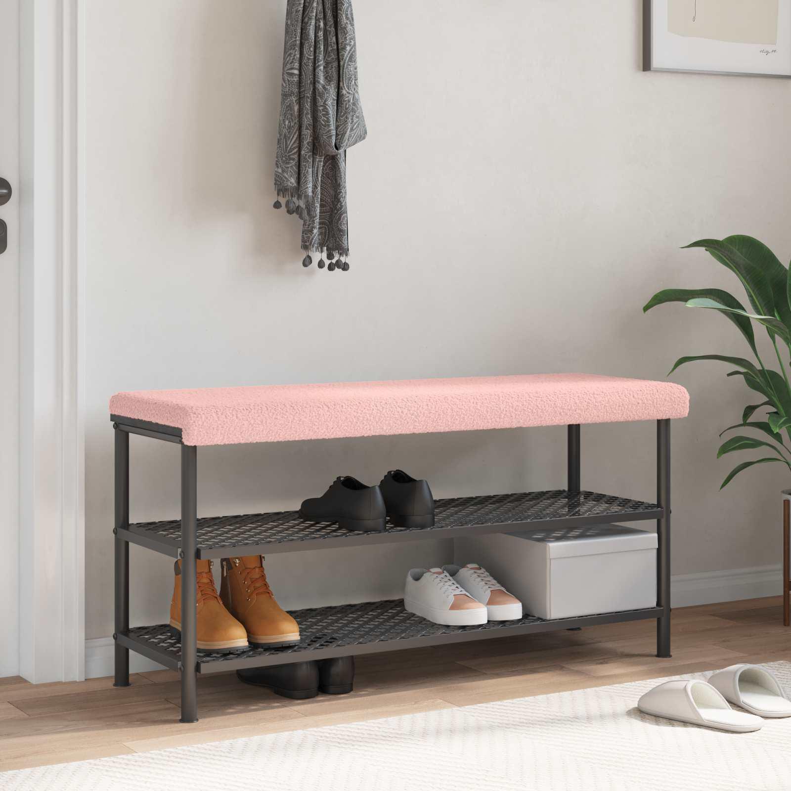 Bænkpude i sherpa lyserød 110 cm - dybde 35 cm