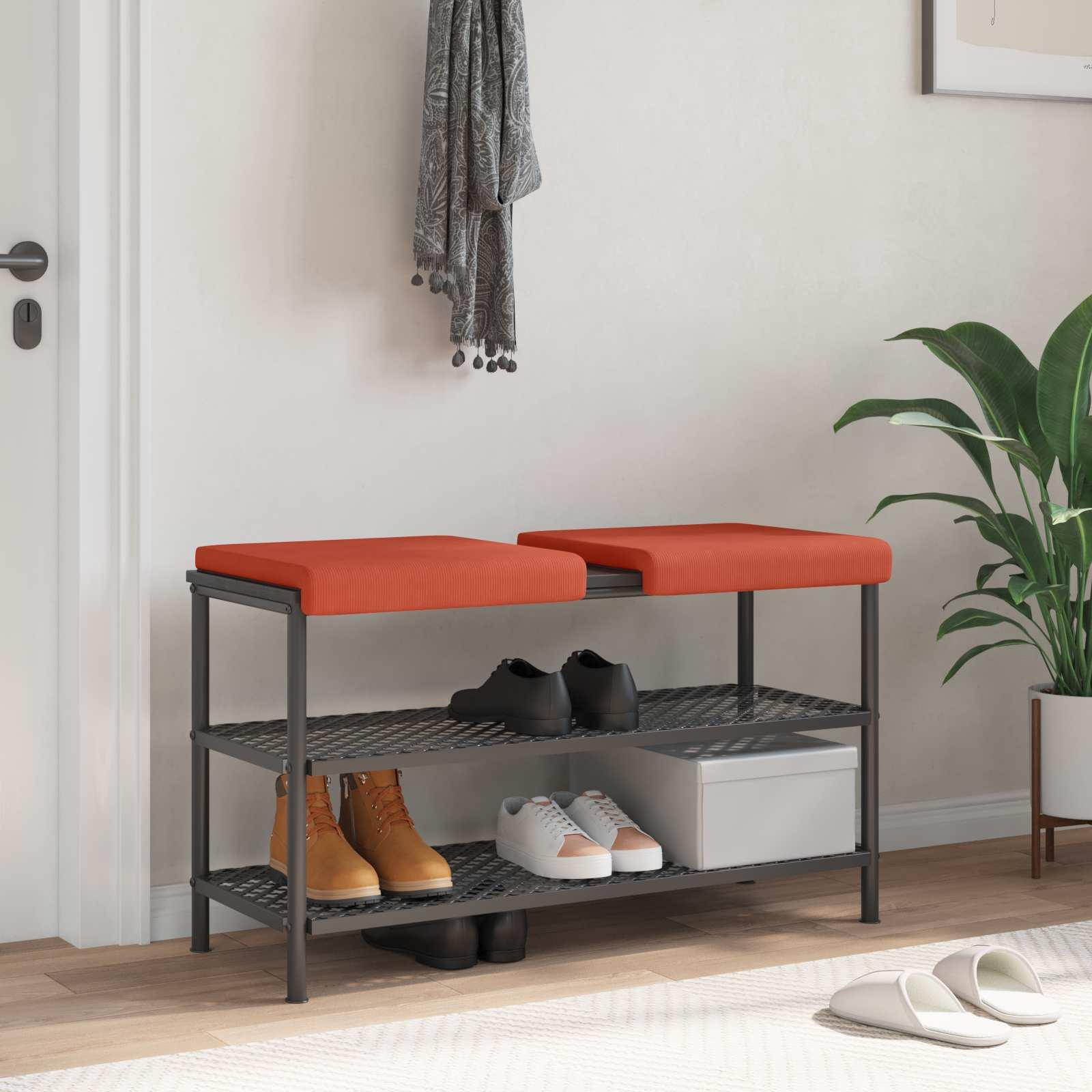 Bænkpuder 2 stk. i cordfløjl rød orange dybde 35 cm