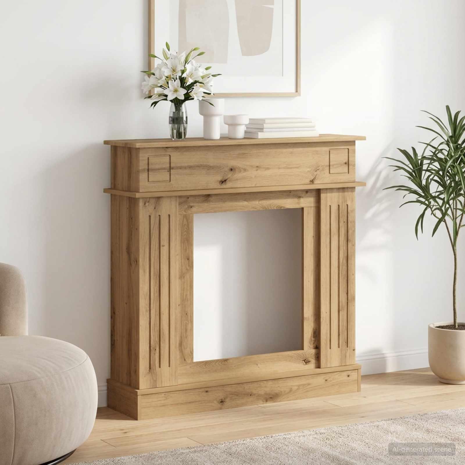 Pejseramme i artisan-eg 102 x 26 x 100 cm i konstrueret træ