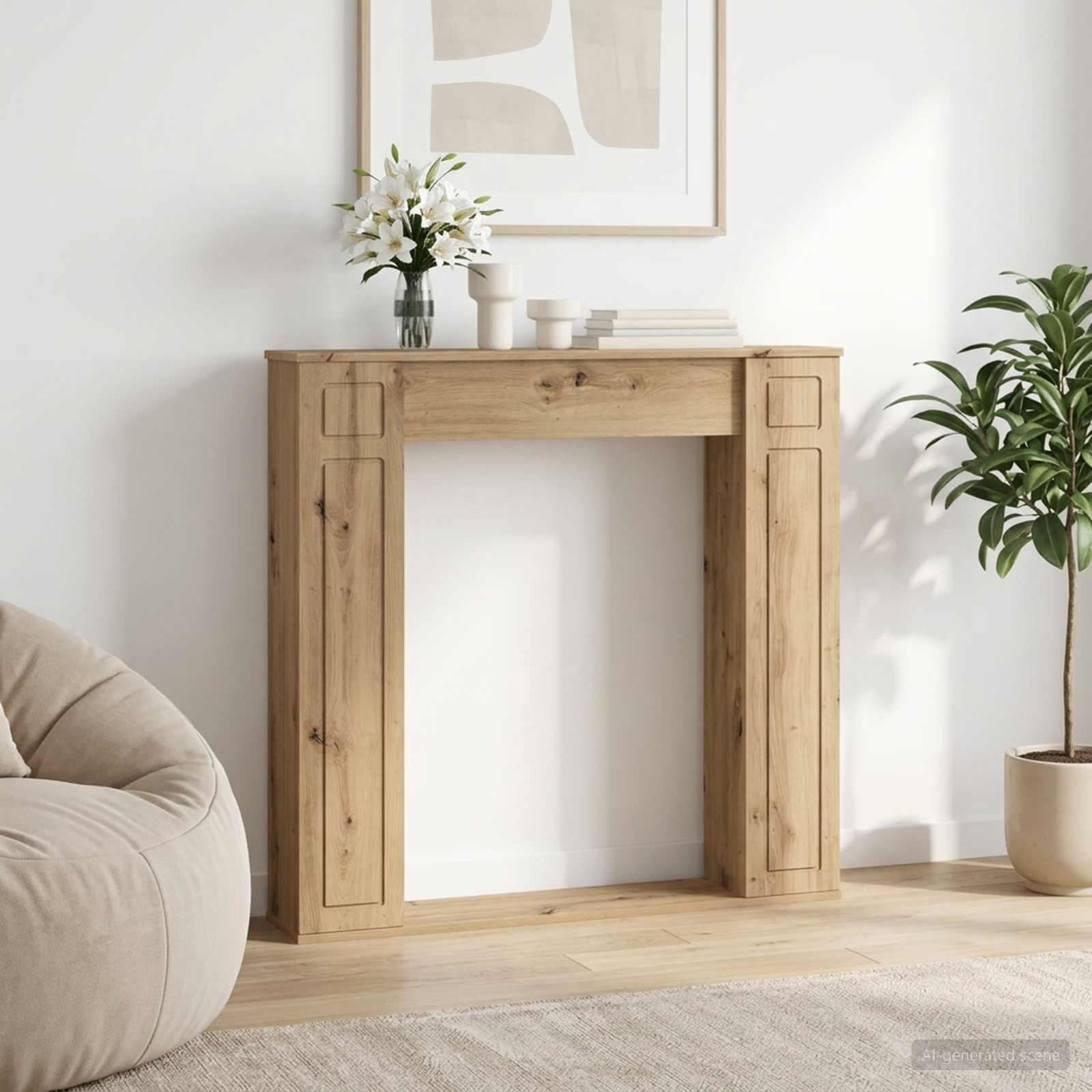 Pejseramme i artisan-eg 100 x 20 x 100 cm i konstrueret træ billede