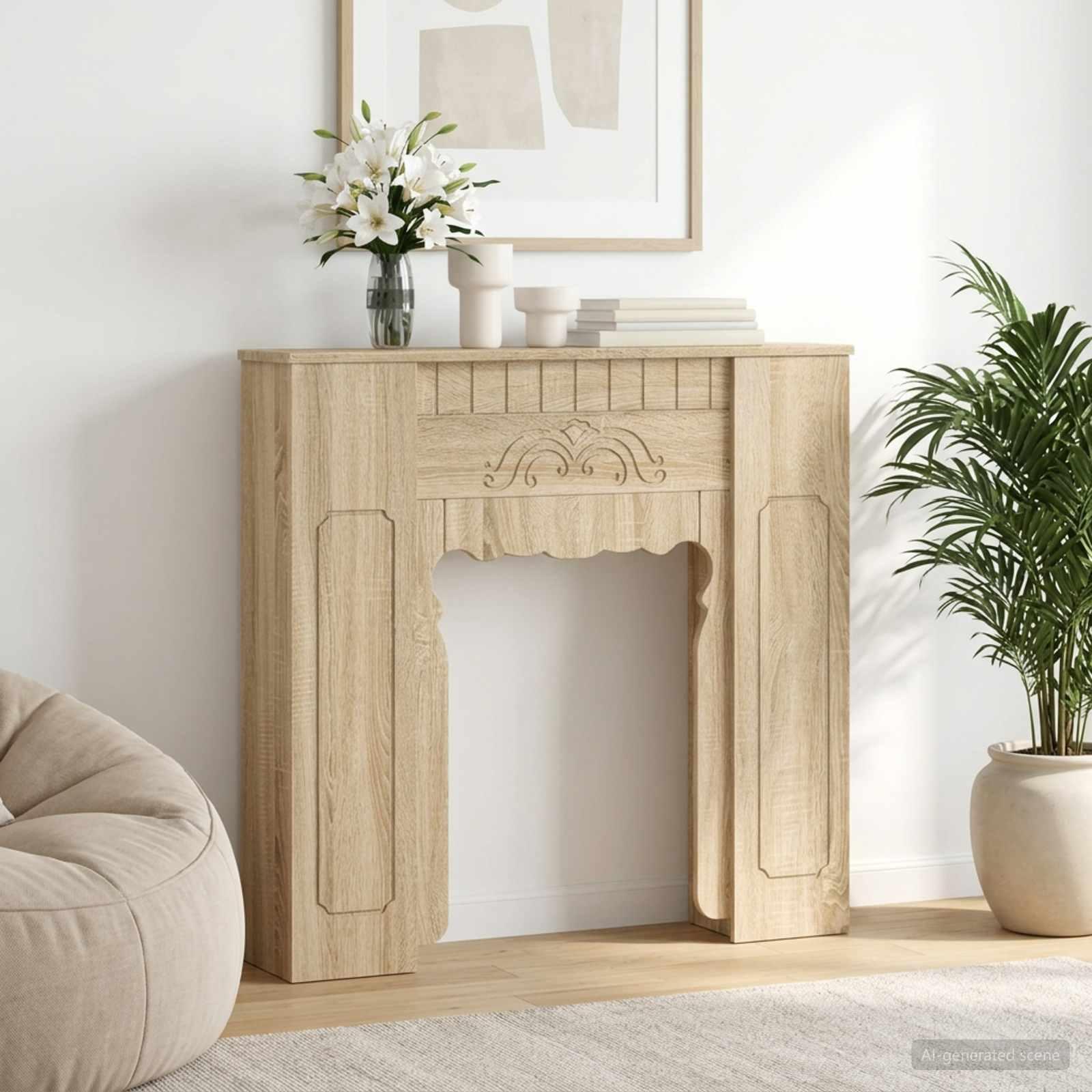 Pejseramme Sonoma-eg 93 x 20 x 89 cm i konstrueret træ billede