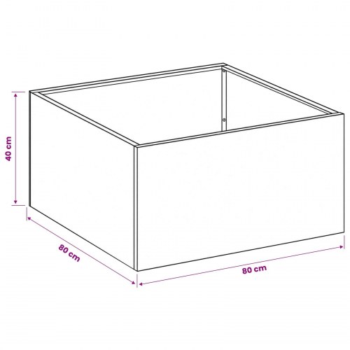 Blomsterkrukke til haven i hvid koldvalset stål 80 x 80 x 40 cm