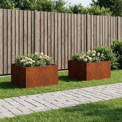 Blomsterkrukke 2 stk. i cortenstål 100 x 100 x 40 cm rusten