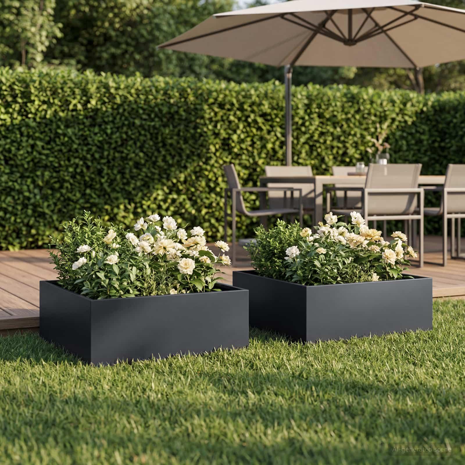 Plantekasse 2 stk. antracit 60 x 60 x 20 cm