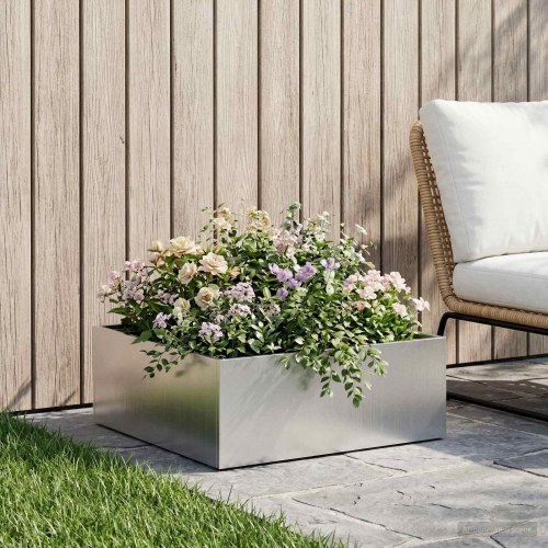 Have blomsterkrukke i rustfrit stål 40 x 40 x 20 cm - sølv