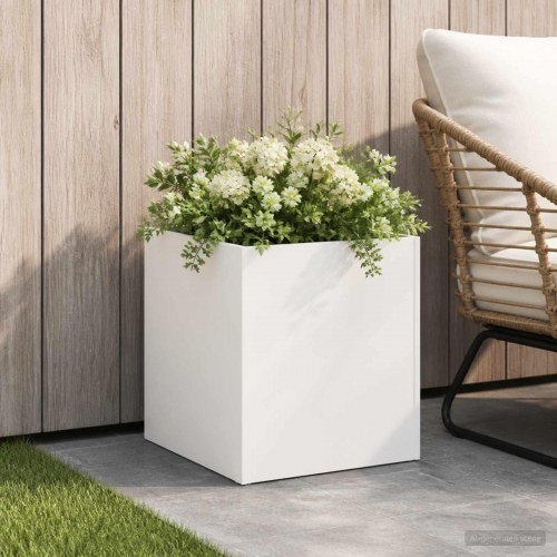 Have blomsterkrukke hvid 35 x 35 x 35 cm i koldvalset stål