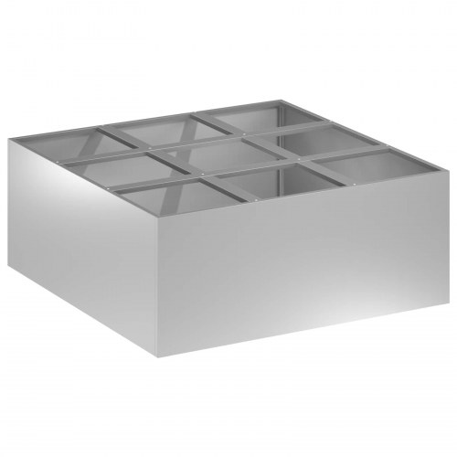 Plantekasse i galvaniseret stål - sølv, 100 x 100 x 20 cm