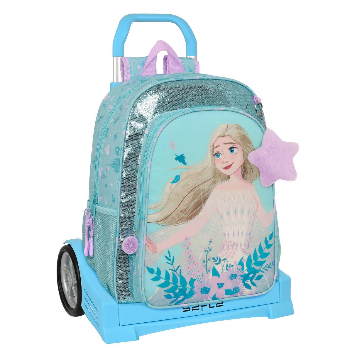 Frozen Hello Spring skolerygsæk med hjul blå 33 x 42 x 14 cm billede