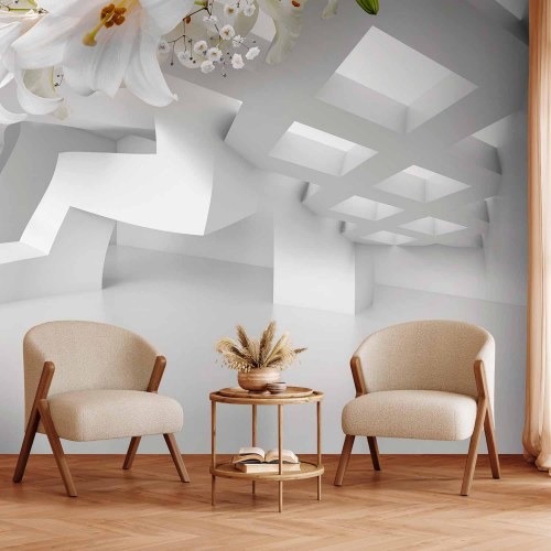 Fototapet 3D - Abstrakt Mirage med liljer