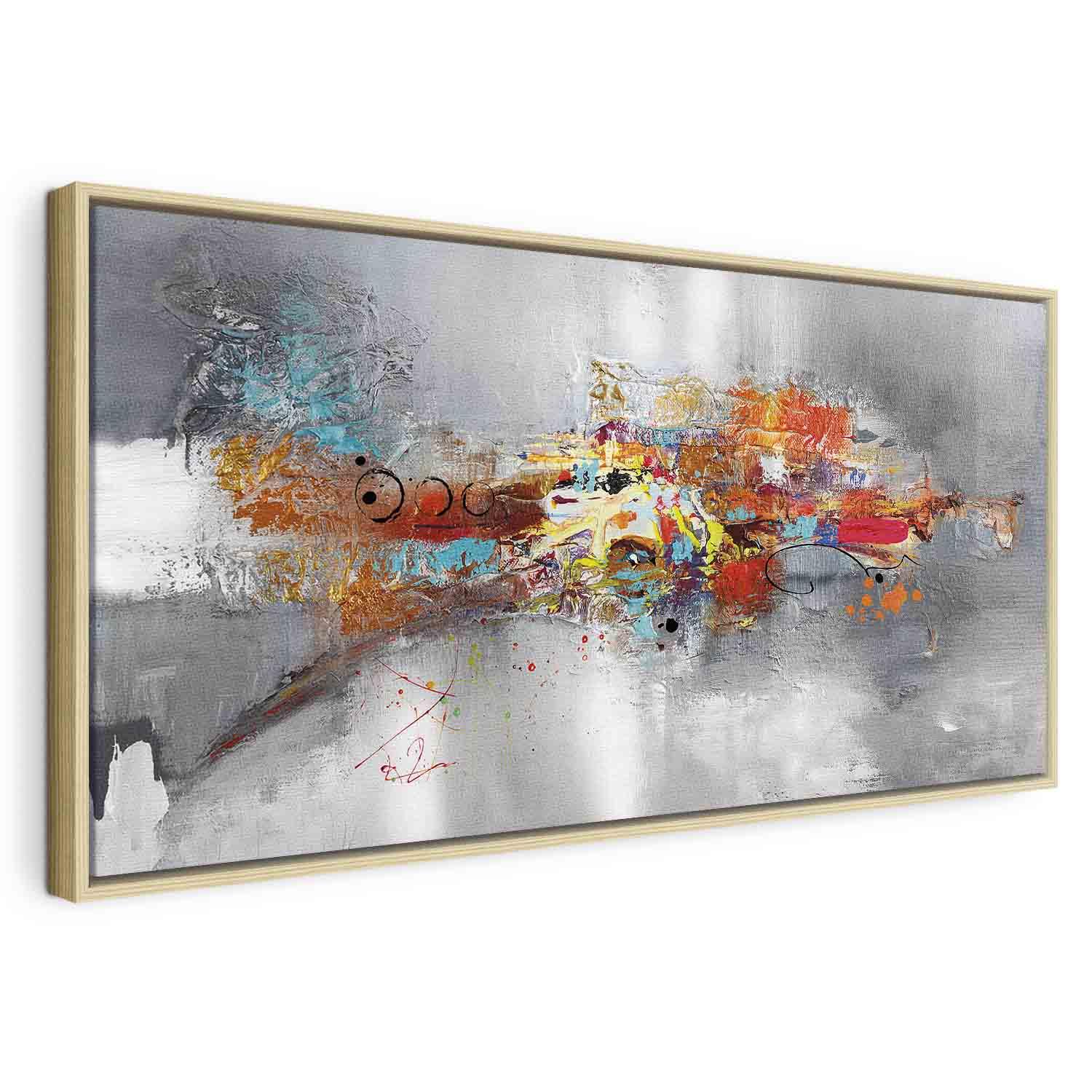 Abstrakt billede på lærred Dominant bredformat - 120 x 60 cm - I en naturlig træramme billede