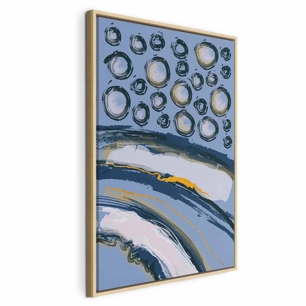 Abstrakt billede på lærred - Rhythmiske Auroraer, vertikal - 60 x 90 cm - I en naturlig træramme billede