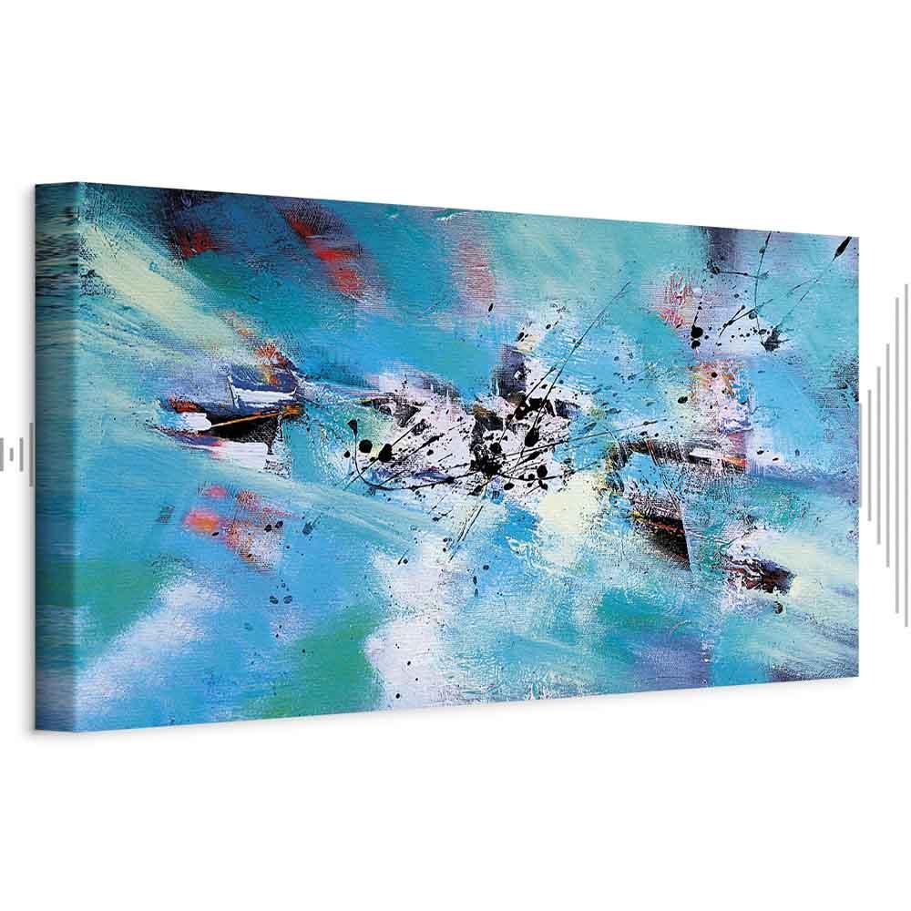 Abstrakt billede på lærred - Sne-sjov smalt format - 90 x 30 cm - Akustisk billede