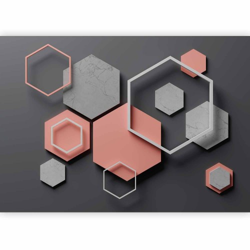 Fototapet Hexagon Plan - geometrisk abstrakt vægdekoration