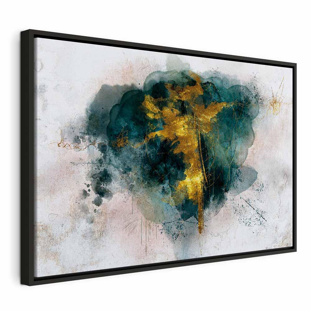Abstrakt billede på lærred - Gylden time 1-delt bred - 90 x 60 cm - I en sort træramme billede