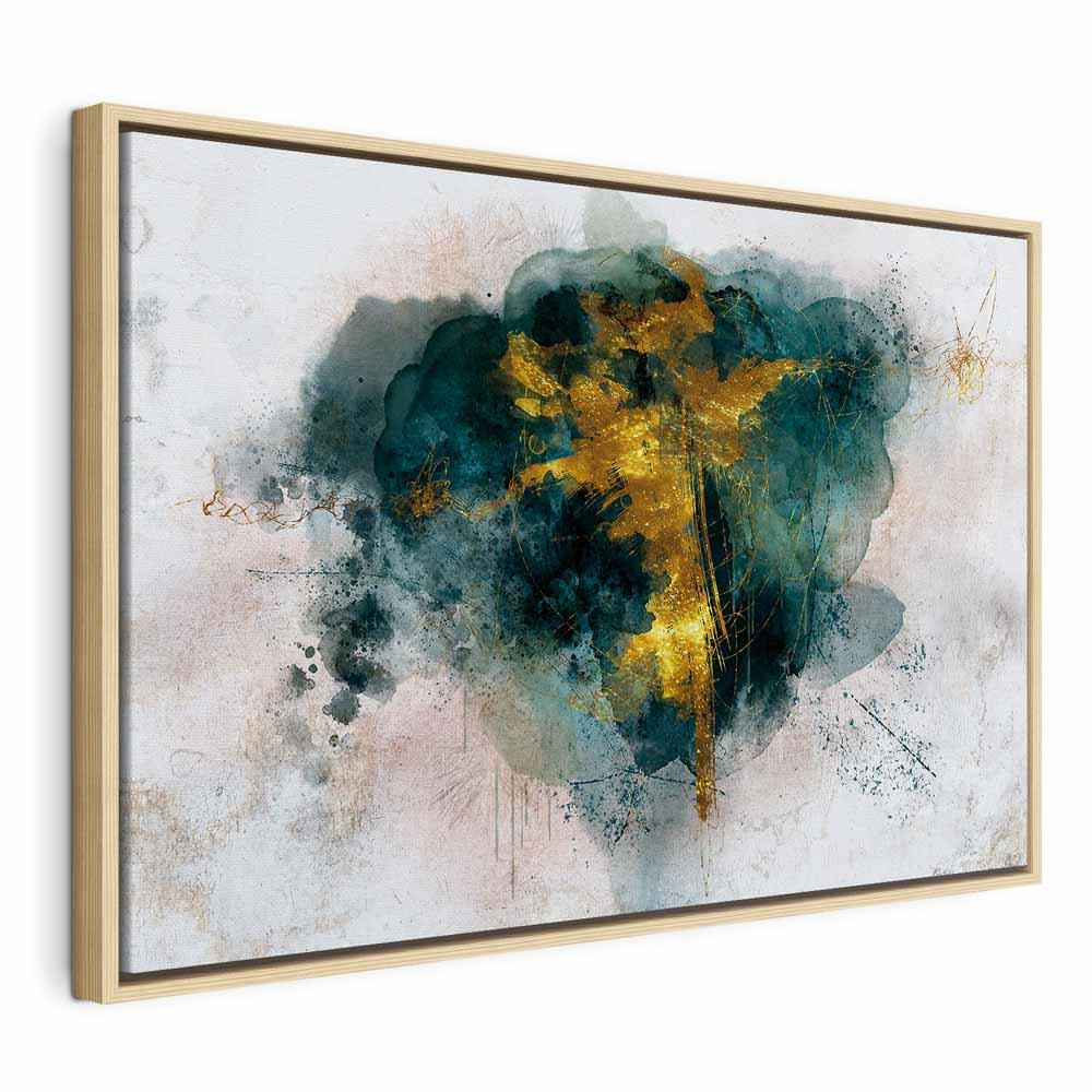 Abstrakt billede på lærred - Gylden time 1-delt bred - 90 x 60 cm - I en naturlig træramme billede
