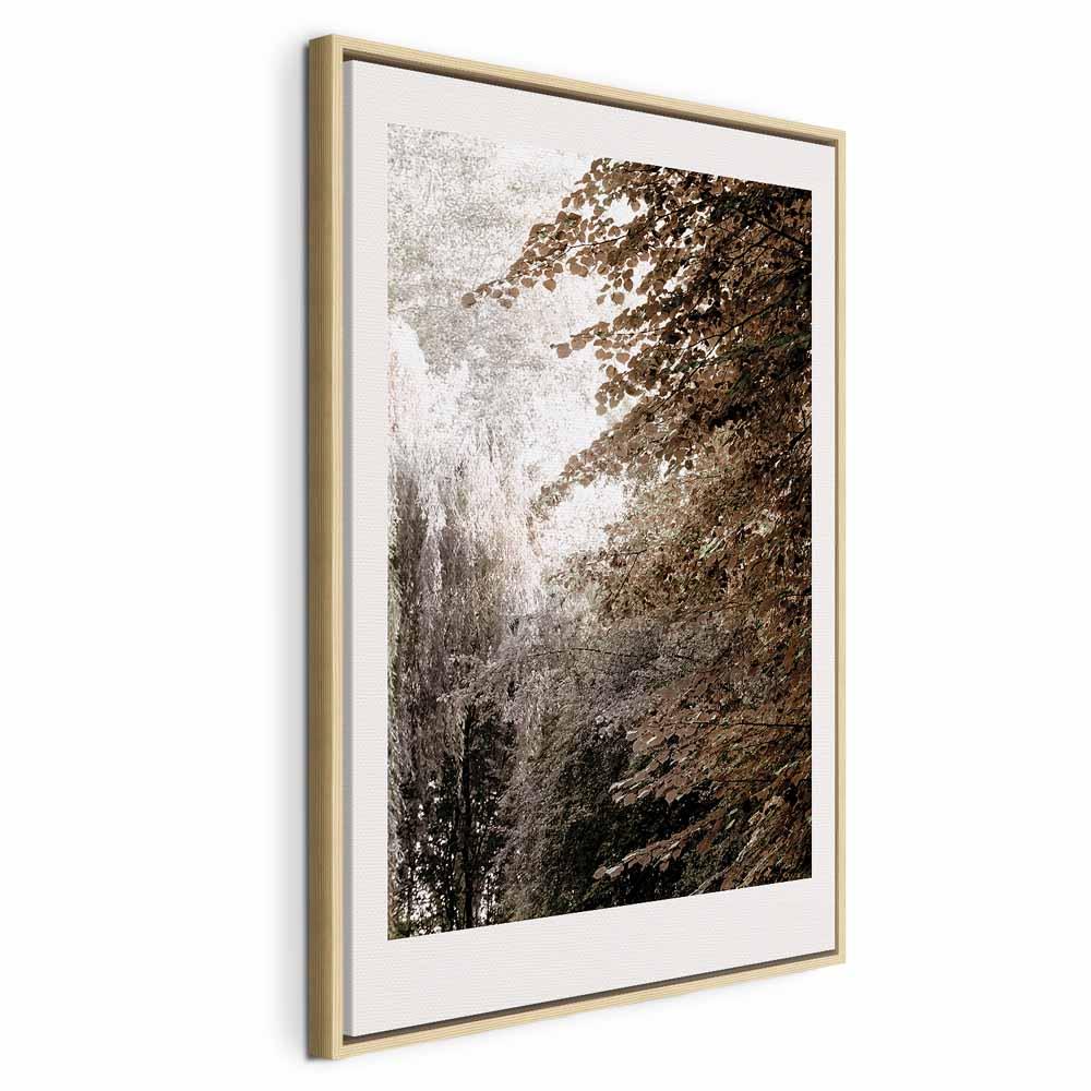 Lærredsbillede Sepia Park lodret - naturmotiv med træer - 40 x 60 cm - I en naturlig træramme billede