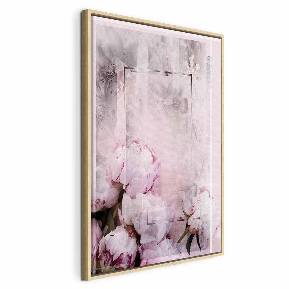 Lærredsbillede Beginning of Spring lodret med blomster - 80 x 120 cm - I en naturlig træramme billede